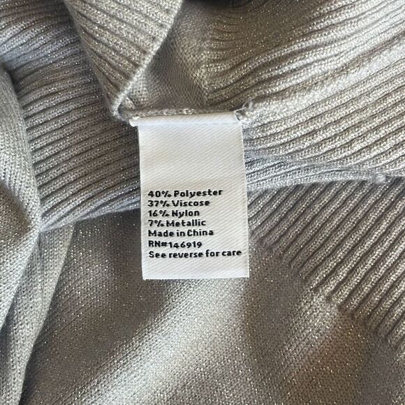 Nine West Gray Silver Metallic Pullover Sweater Long Sleeve Crewneck Medium - Picture 6 of 8